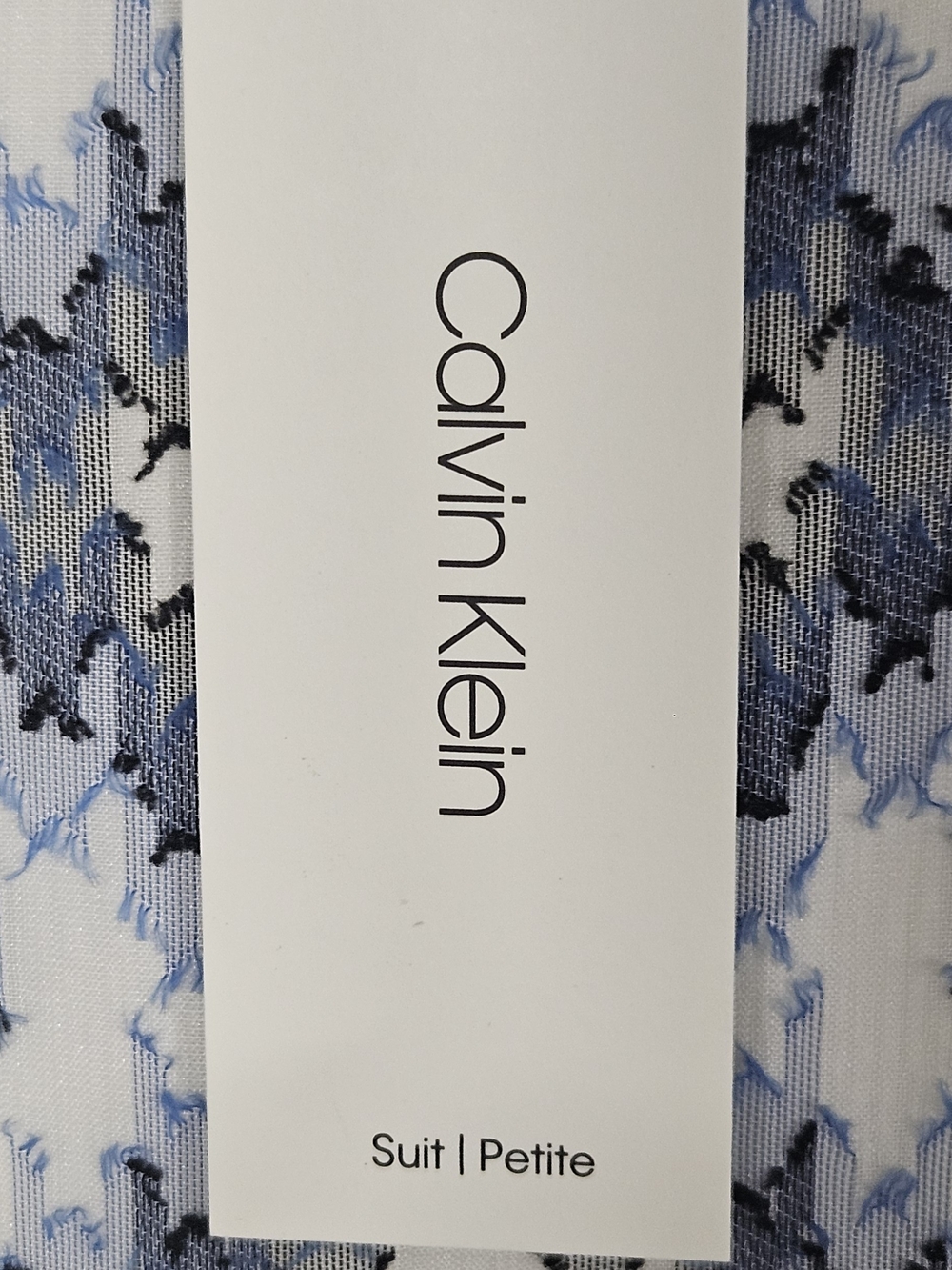 Calvin Klein Blue & White Printed Petite Suit Top - Picture 5 of 9